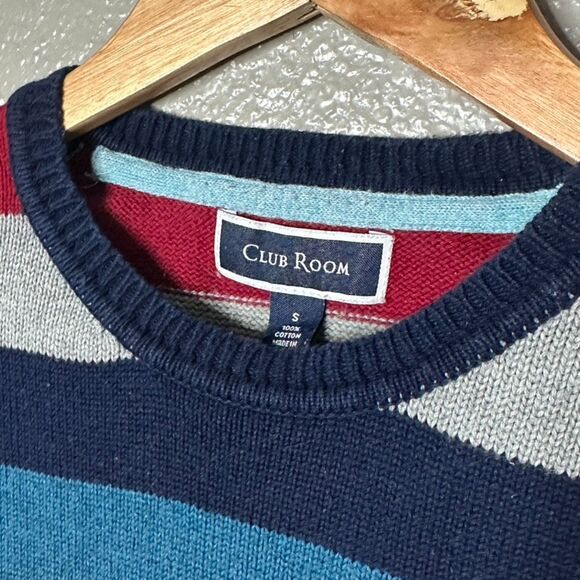 Club Room Regular Fit Mens Striped Sweater Small - Picture 3 of 7